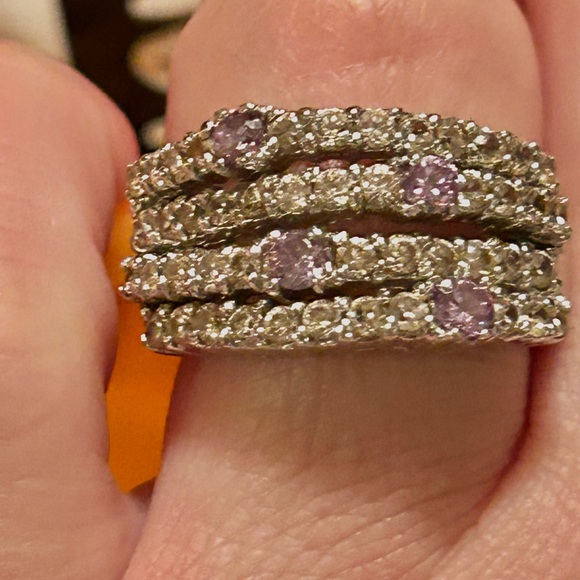 Beautiful sterling silver ring with pink n purple stones not sure if it’s real💎 - Picture 8 of 14
